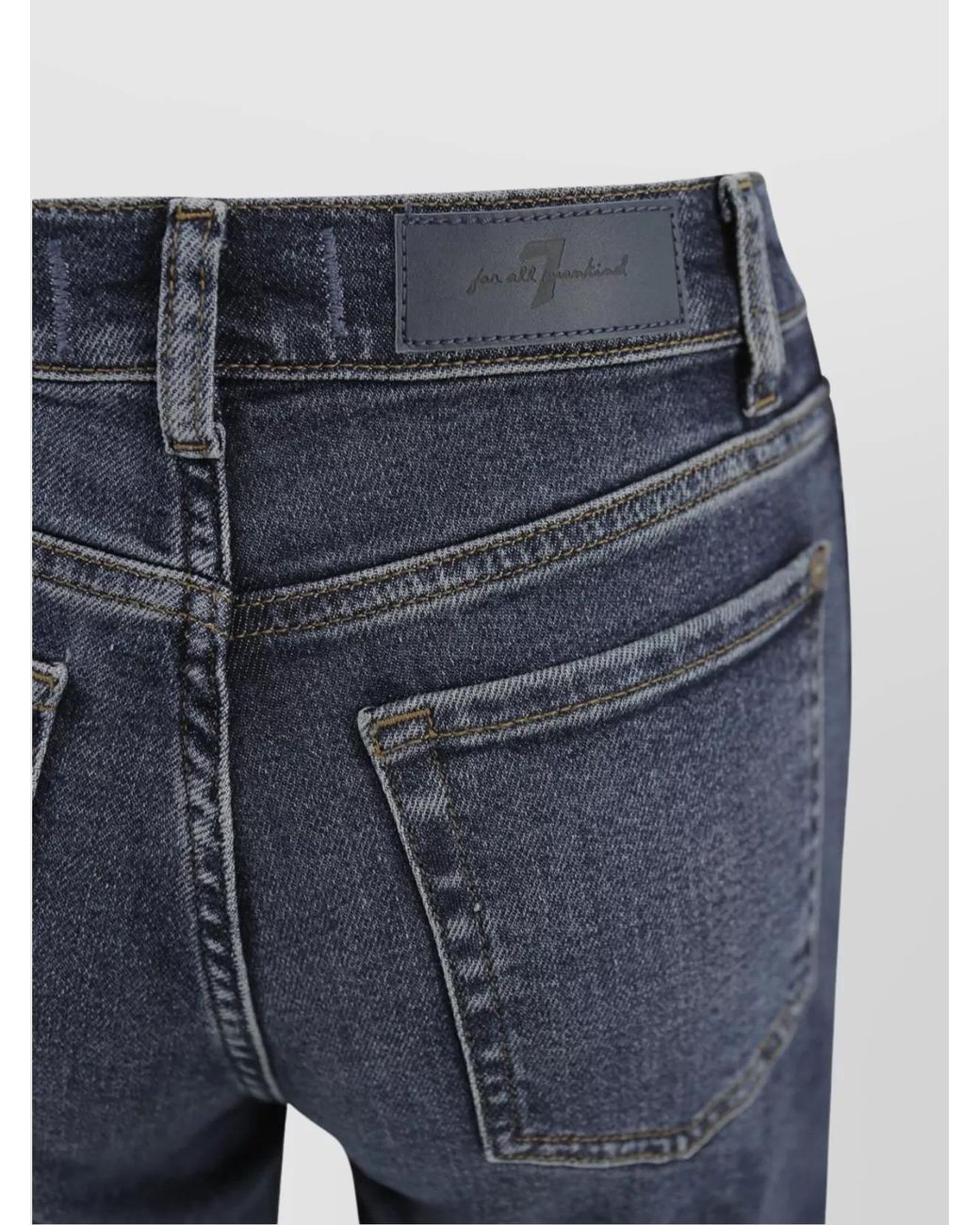 7 For All Mankind Blue Denim High-Rise Wide-Leg Jeans