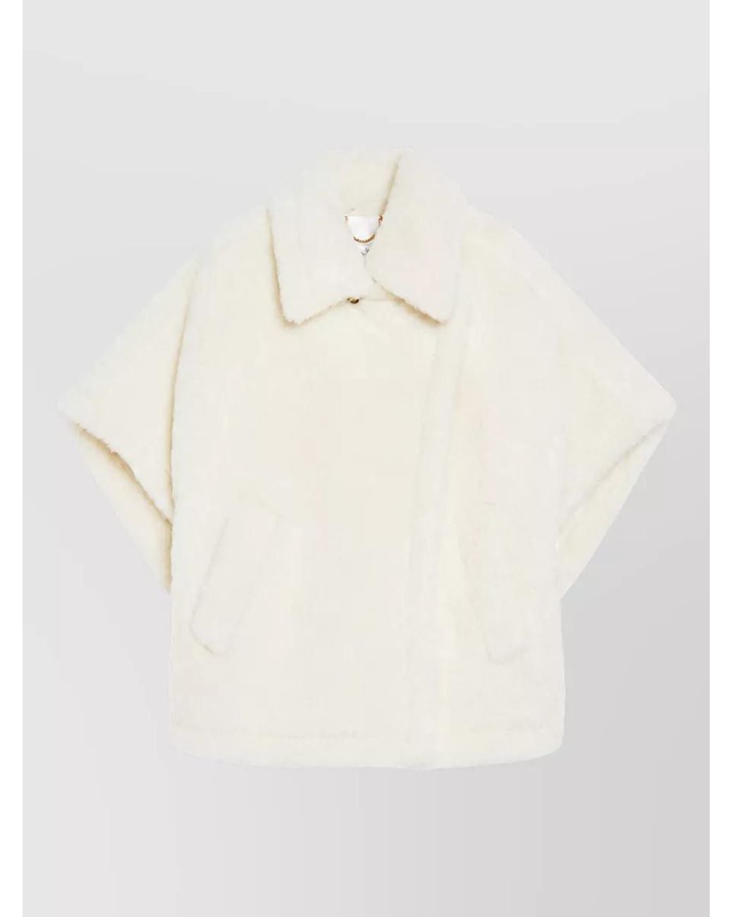 Max Mara Natural Alpaca Wool Silk Fleece Cape