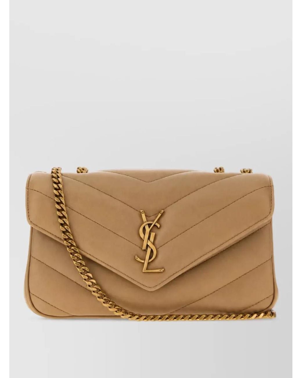 Saint Laurent Natural Lou Lou Small Leather Clutch Bag