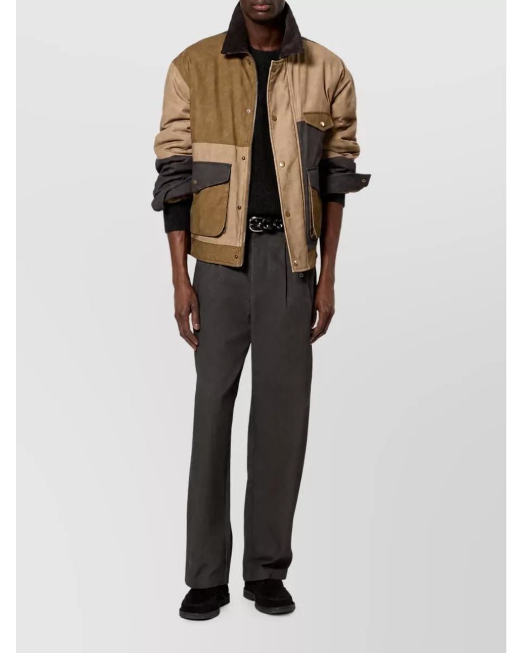 Isabel Marant Black Cotton Patchwork Single Breasted Coat for men