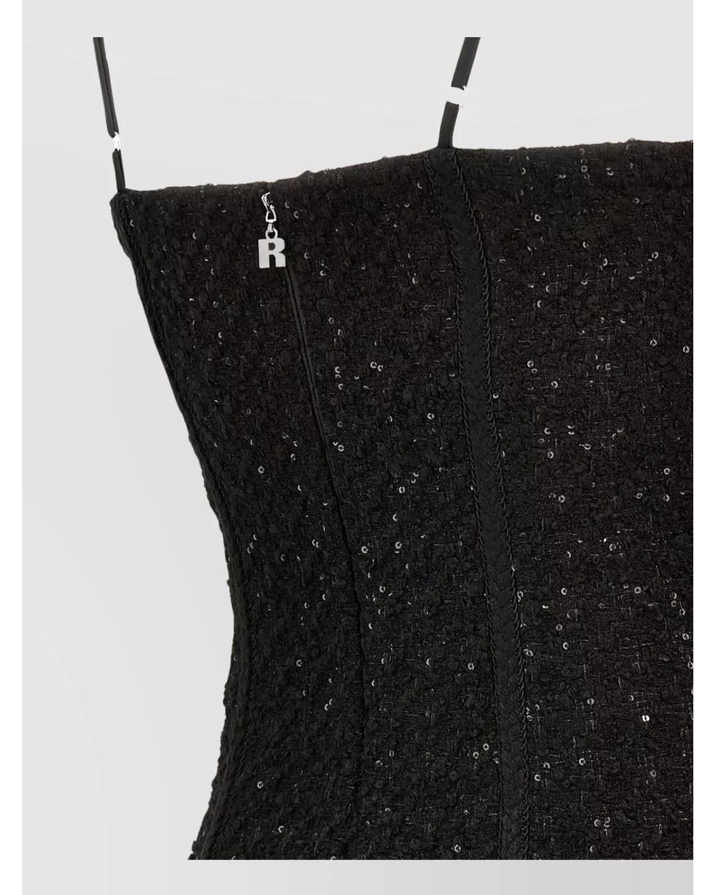 ROTATE BIRGER CHRISTENSEN Black Bouclé Sequin Appliqué Midi Dress