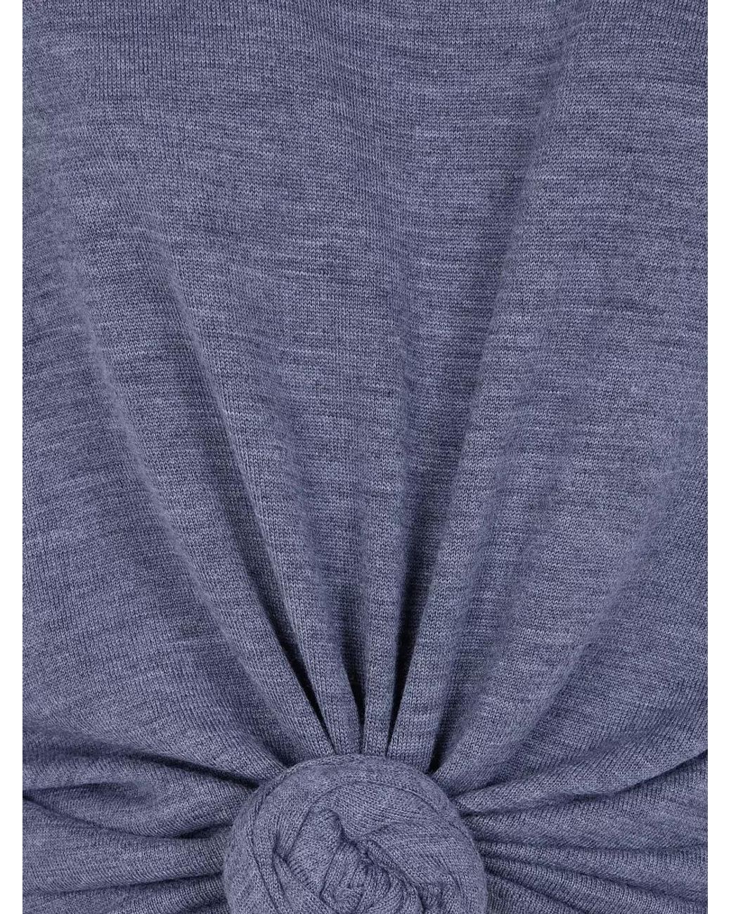 Magda Butrym Blue Wool Gathered Knot Long-Sleeve Top