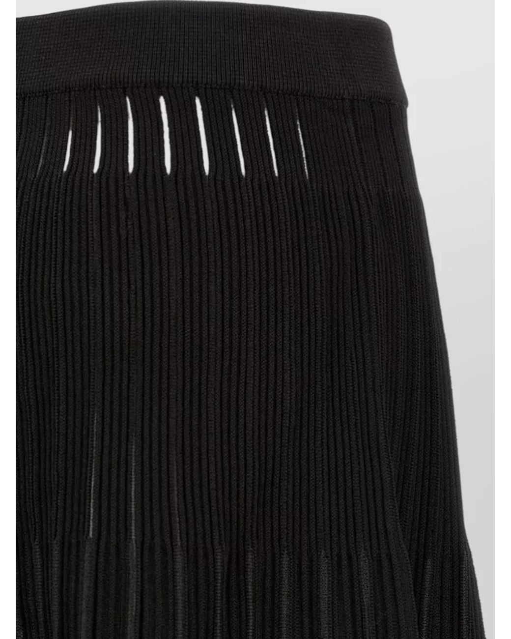 Balmain Black Ribbed Pleated Mini Skirt