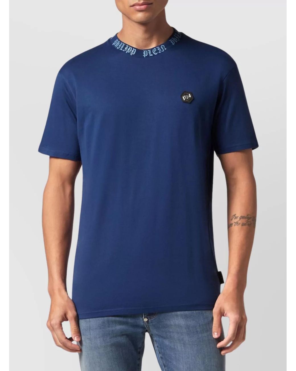 Philipp Plein Blue Cotton T-Shirt for men