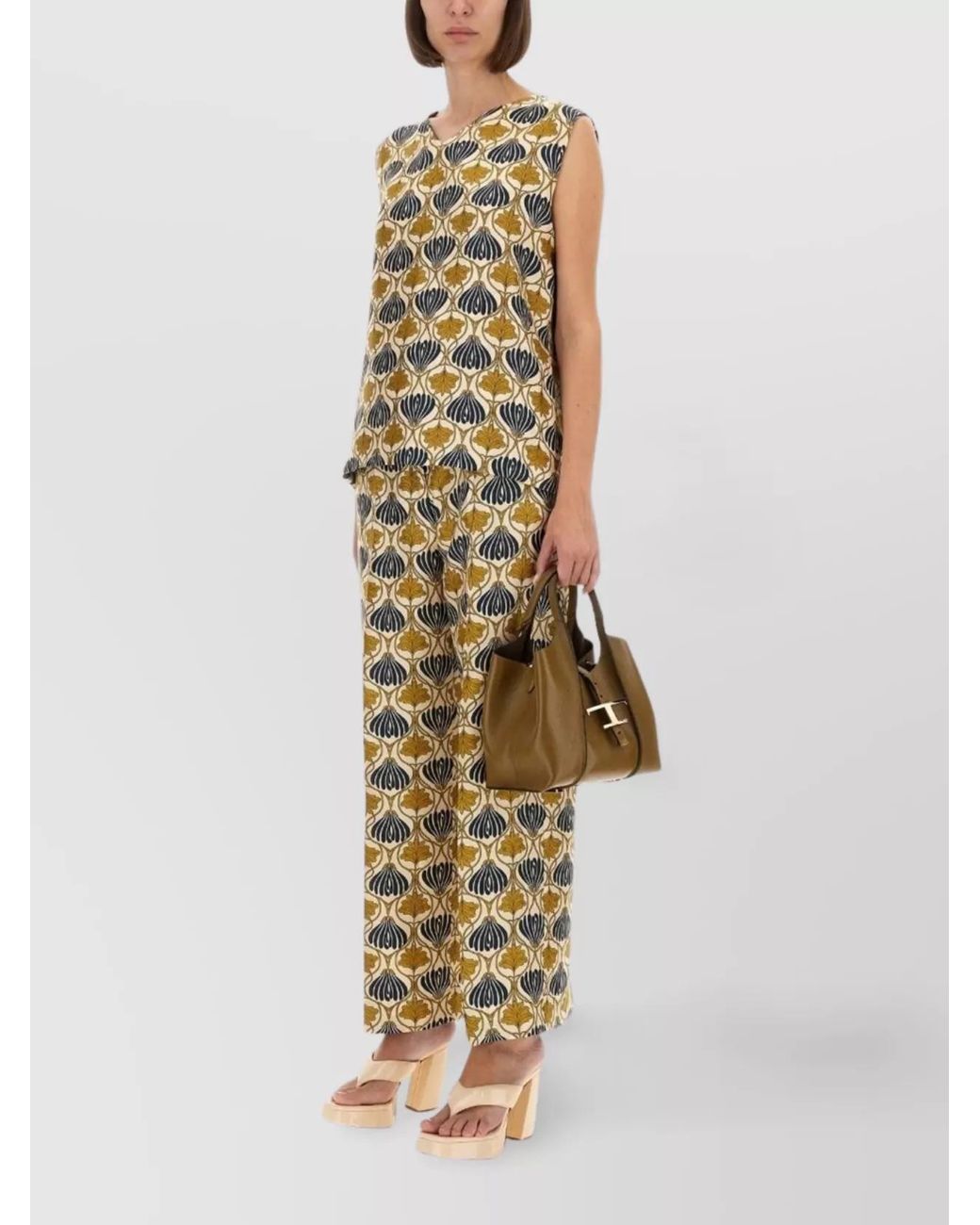 Max Mara Multicolor Silk Wide-Leg Trousers
