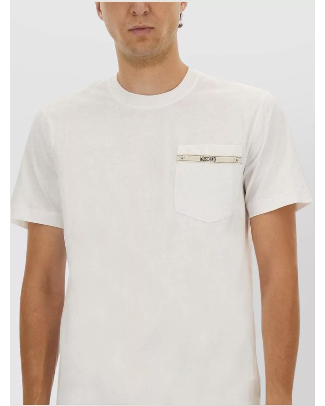 Moschino White Cotton Logo Ribbon T-Shirt for men
