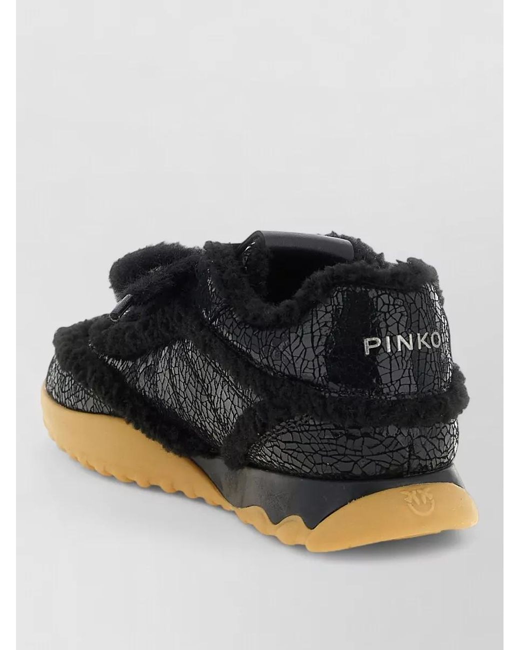 Pinko Black Leather Chunky Low-Top Sneakers