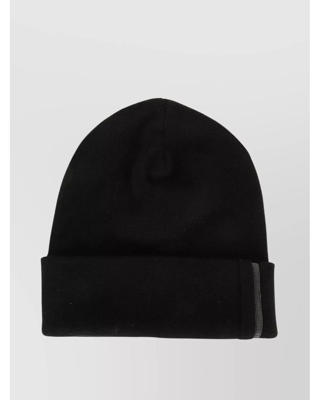 Brunello Cucinelli Black Cashmere Ribbed Knit Skullcap Stretch Hat