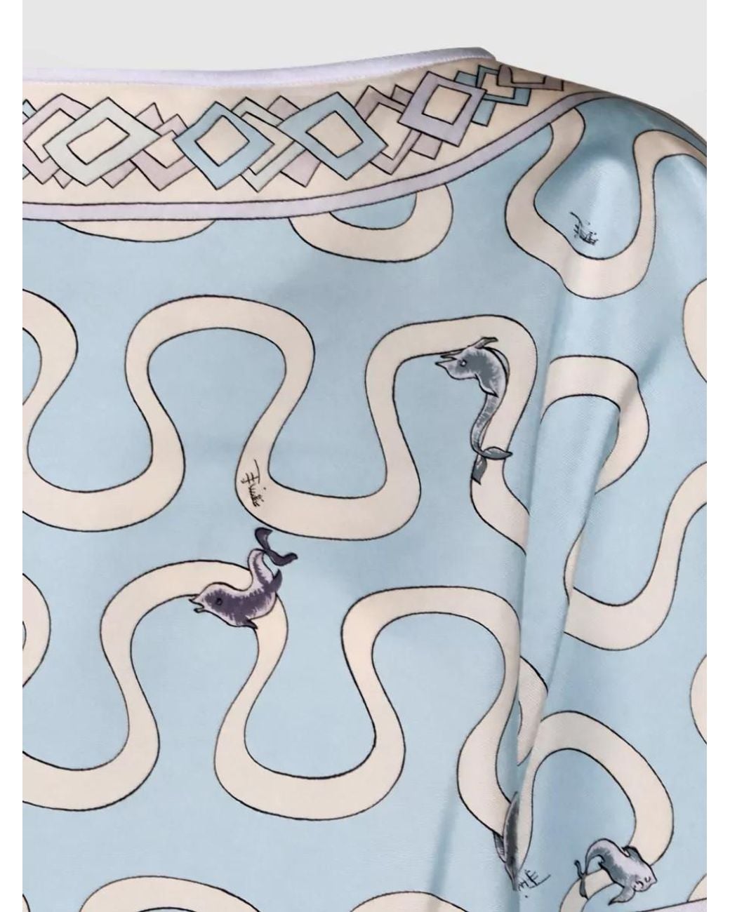 Emilio Pucci Blue Silk Printed Blouse