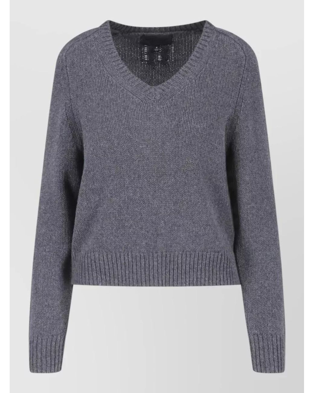 Nili Lotan Gray Cashmere Virgin Wool Crewneck Knitted Top