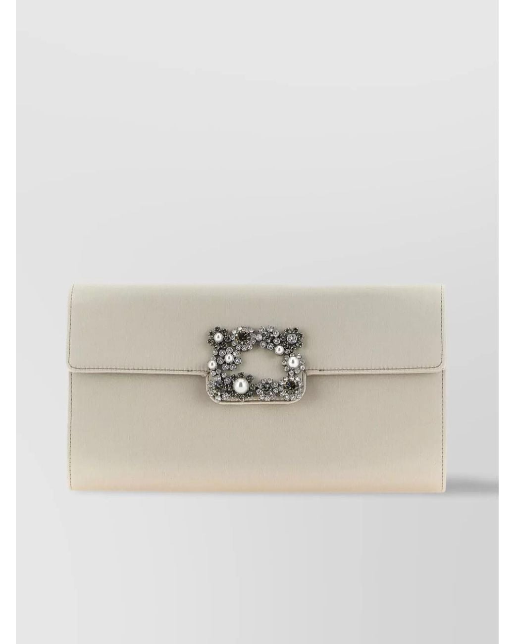 Roger Vivier Natural Satin Clutch Bag