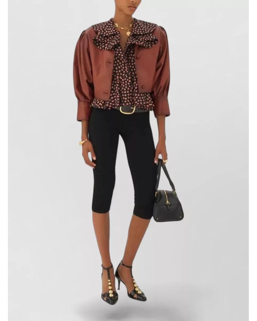 Chloé Red Lamb Leather Cropped Collarless Jacket