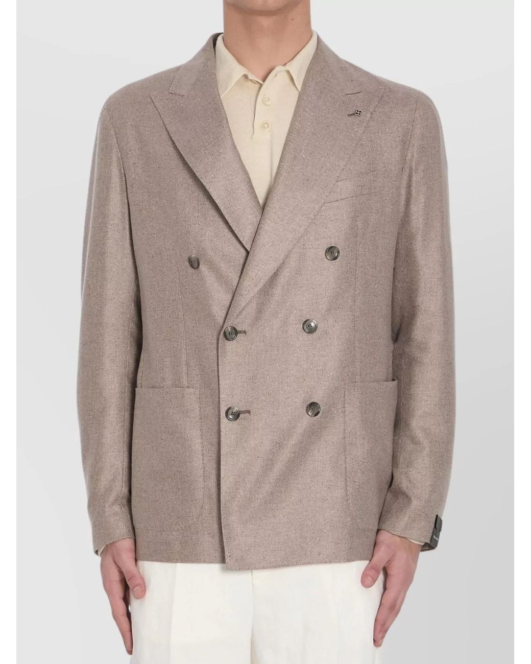 Tagliatore Brown Silk Double-Breasted Blazer for men