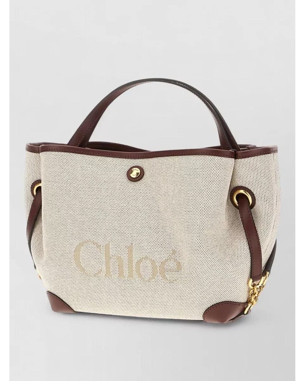 Chloé Natural Woody Cotton Canvas Tote Bag