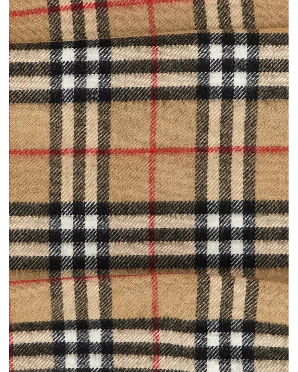 Burberry White Checked Cashmere Scarf