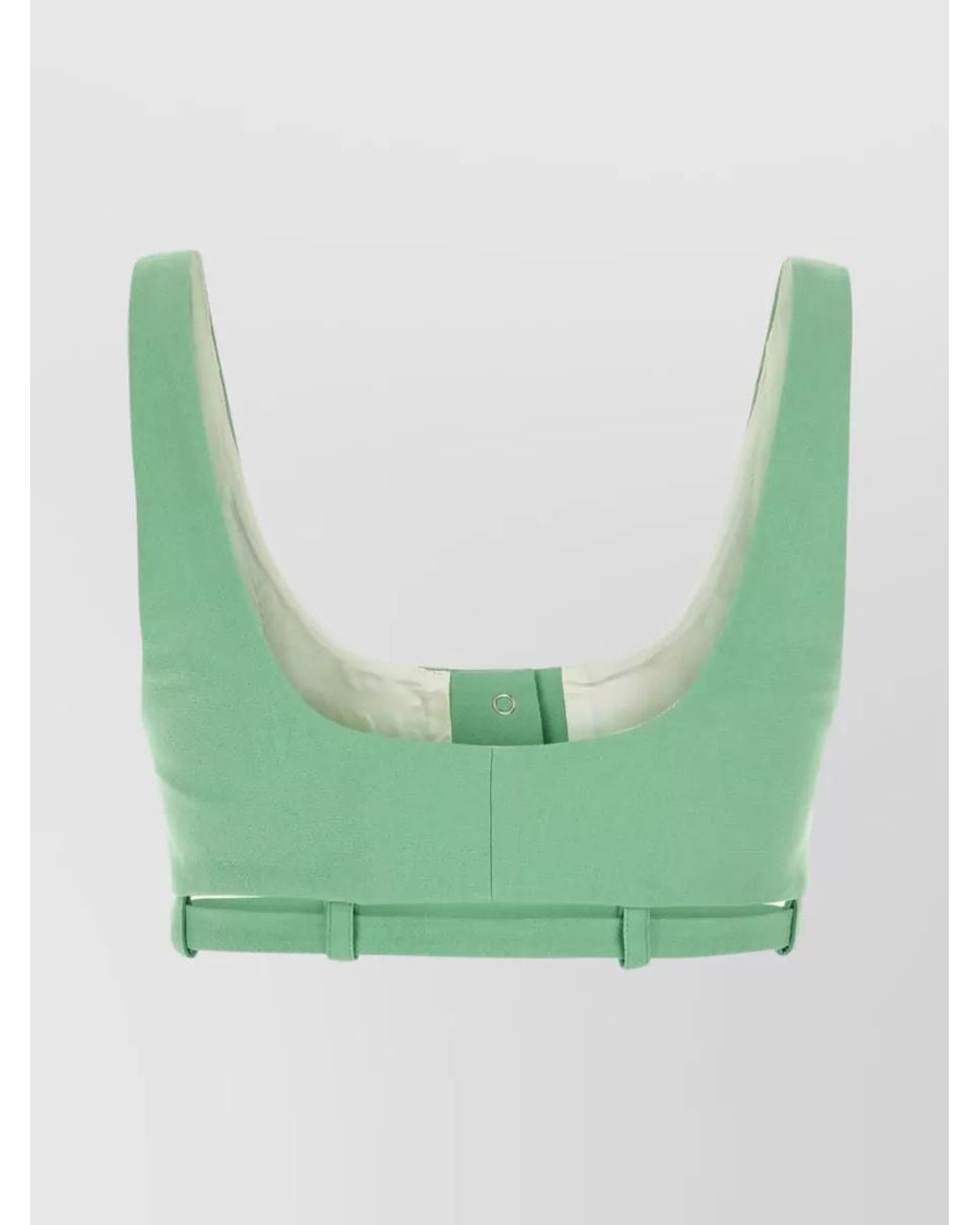 Ganni Green Organic Cotton Sleeveless Cutout Cropped Top