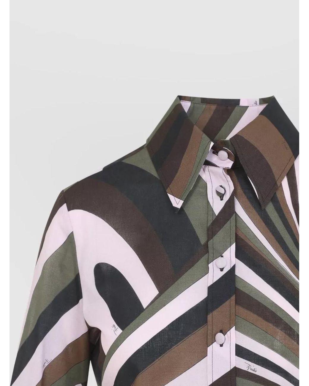 Emilio Pucci Gray Printed Cotton Slim-Fit Long-Sleeve Shirt