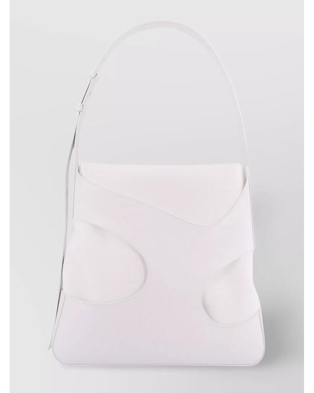 Ferragamo White Leather And Canvas Shoulder Bag With Cut-Out Design for men