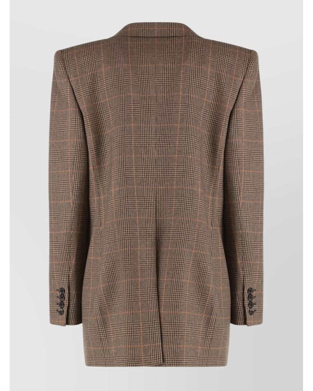 Saint Laurent Brown Cashmere Prince Of Wales Check Single-Breasted Blazer