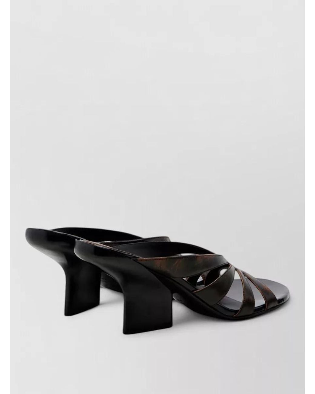 Dries Van Noten Black Leather Wedge Mules