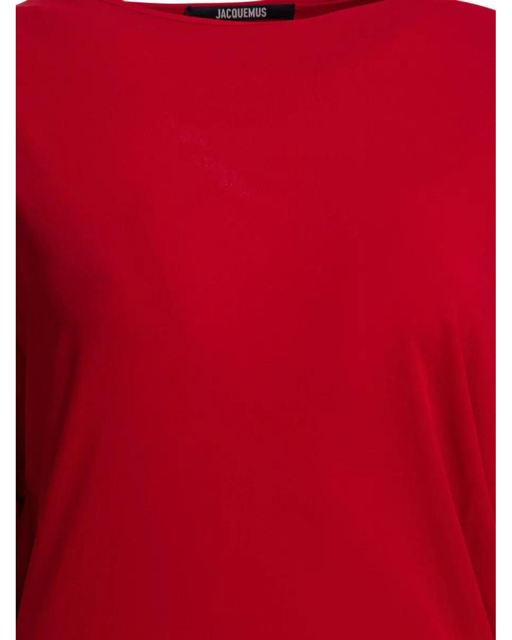 Jacquemus Red Viscose Cutout Long-Sleeve Mini Dress