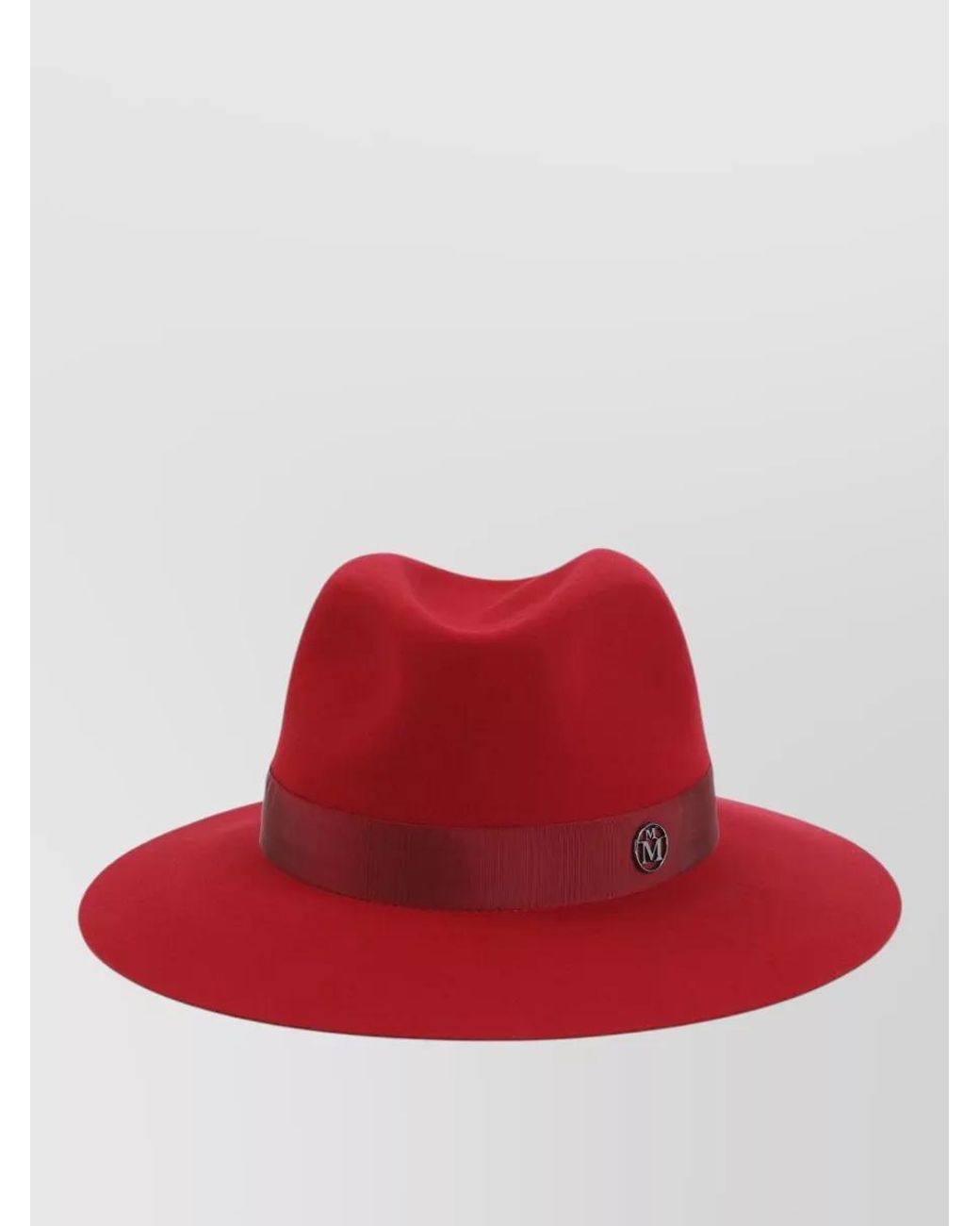 Maison Michel Red Wool Fedora Hat