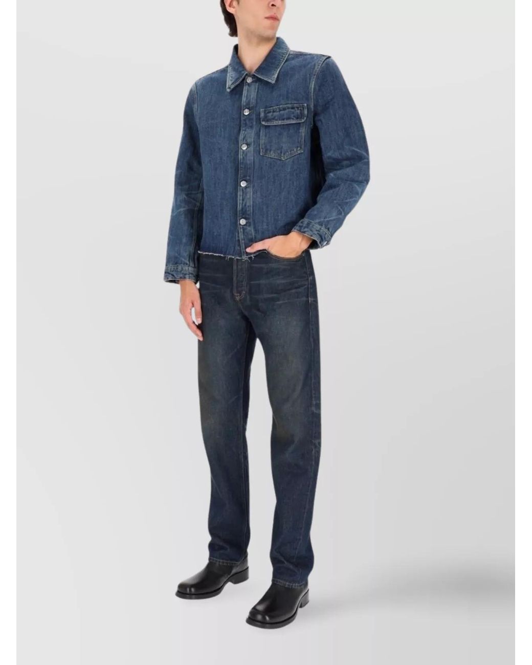 Our Legacy Blue Cropped Shirt Jacket for men