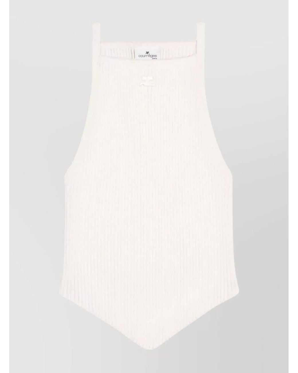 Courreges White Ribbed Asymmetric Sleeveless Top