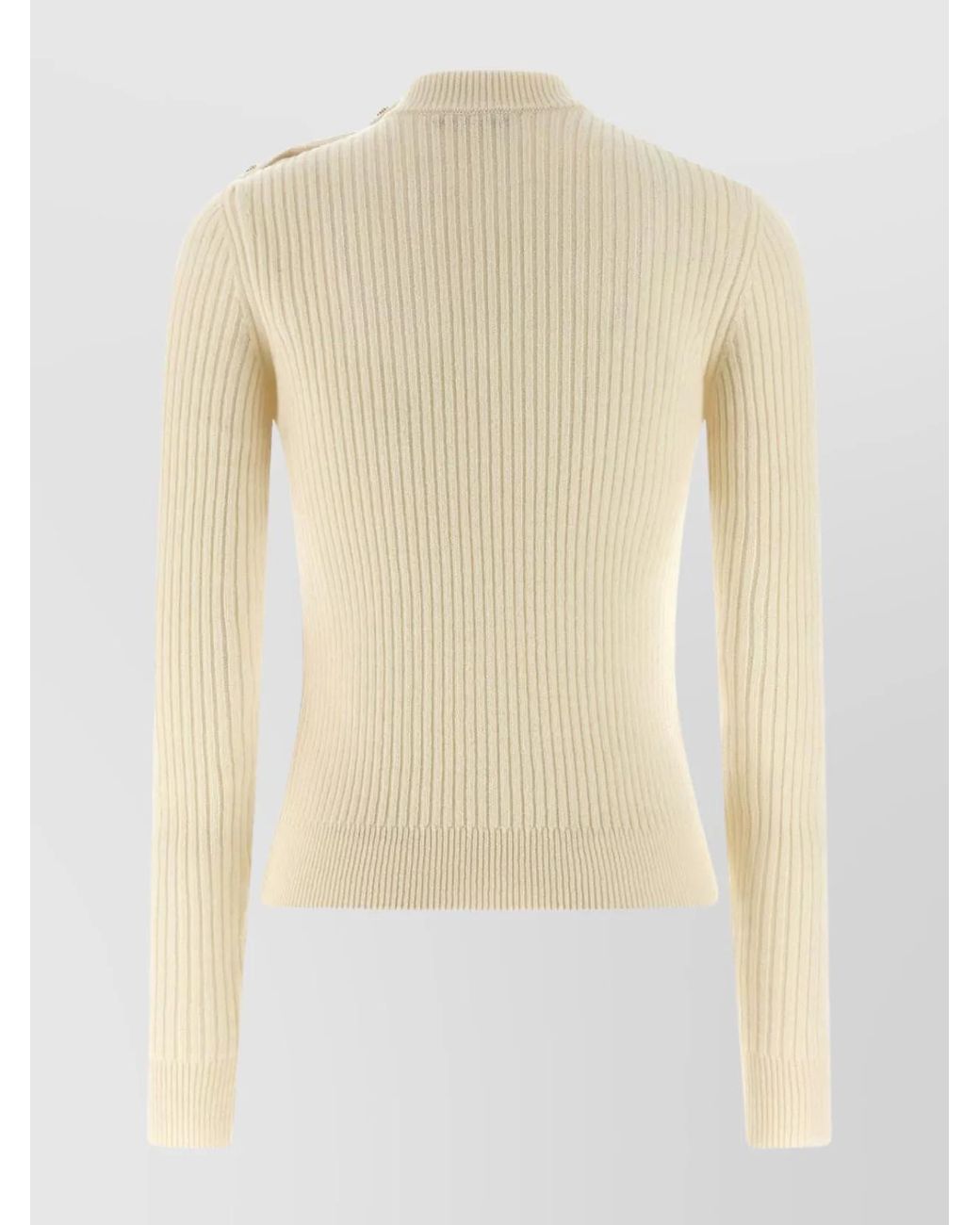 Balmain Natural Cashmere-Blend Ribbed Slim-Fit Crew-Neck Jumper