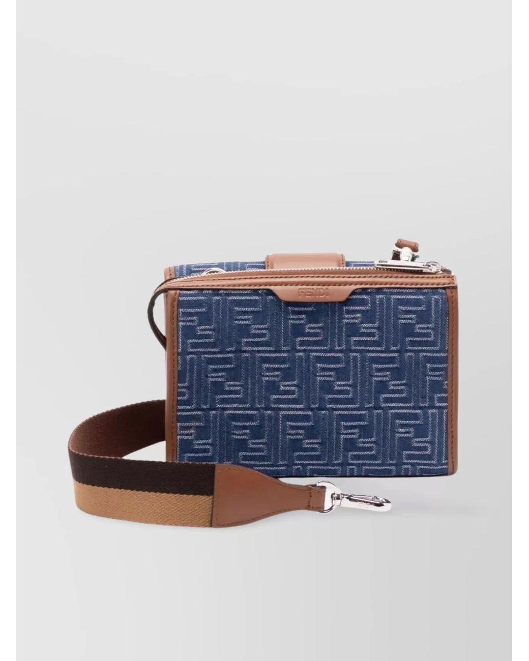 Fendi Blue Denim Jacquard Shoulder Bag for men
