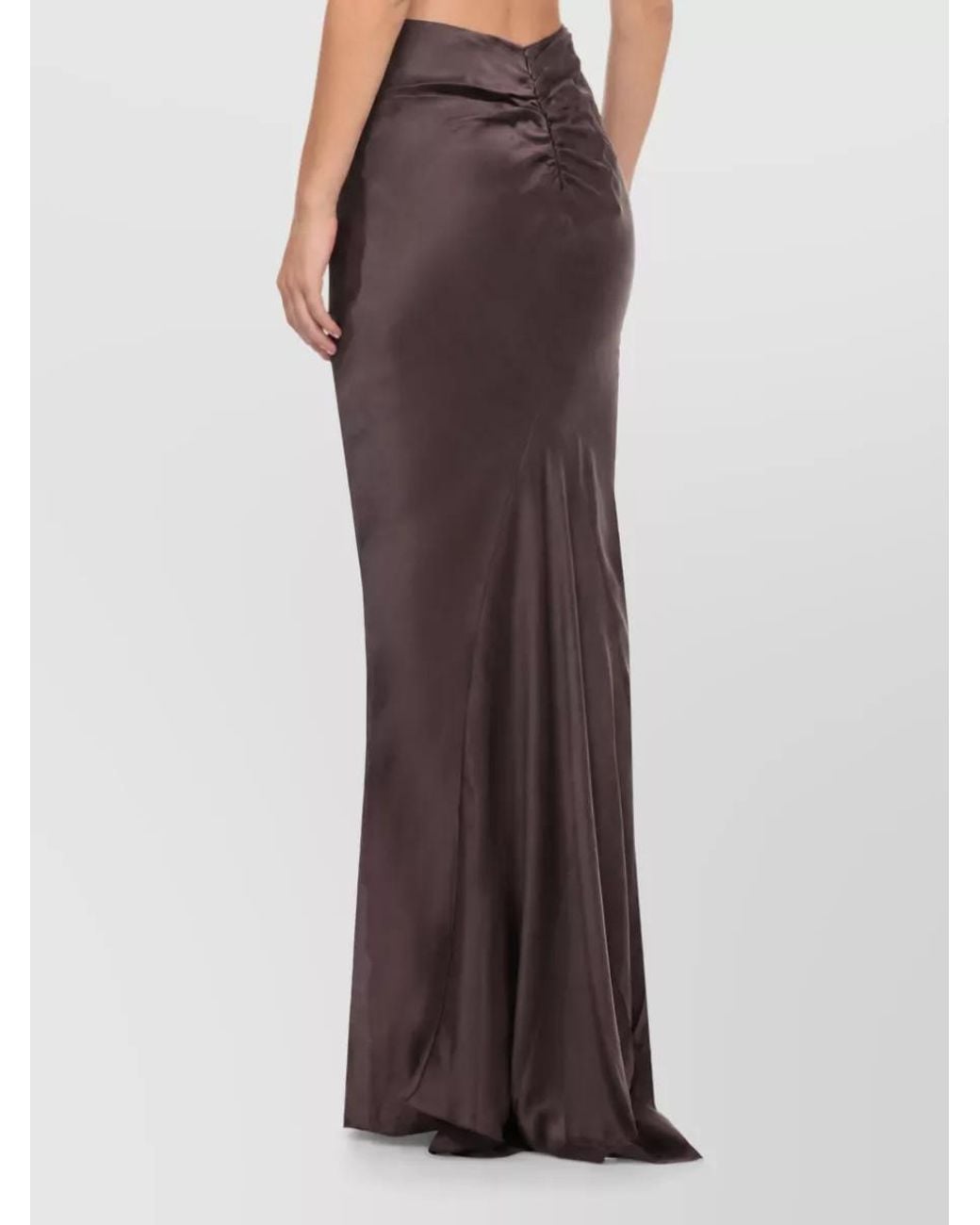 ANDAMANE Brown Silk Midi Skirt