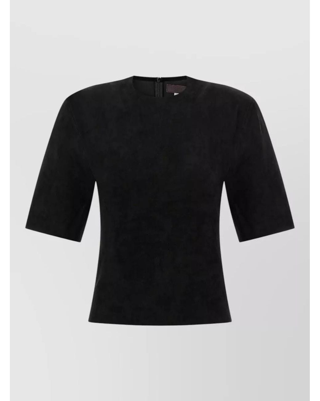 Stouls Black Leather Suede Short-Sleeve T-Shirt