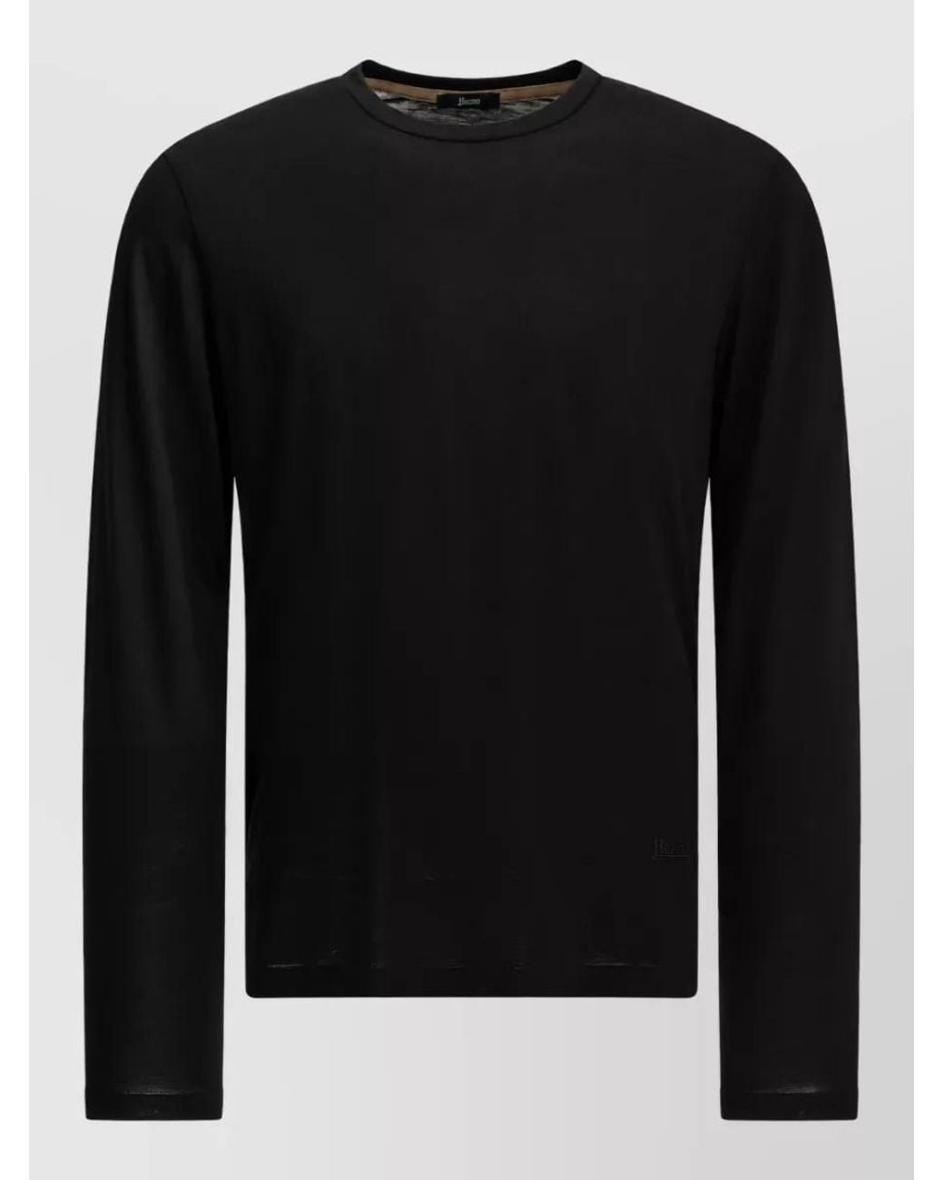 Herno Black Wool Round-Neck T-Shirt for men