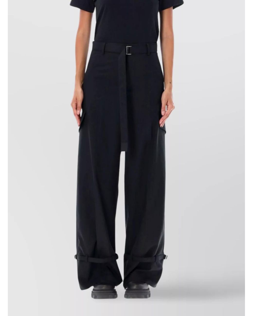 Sacai Blue Paneled Wide-Leg Trousers