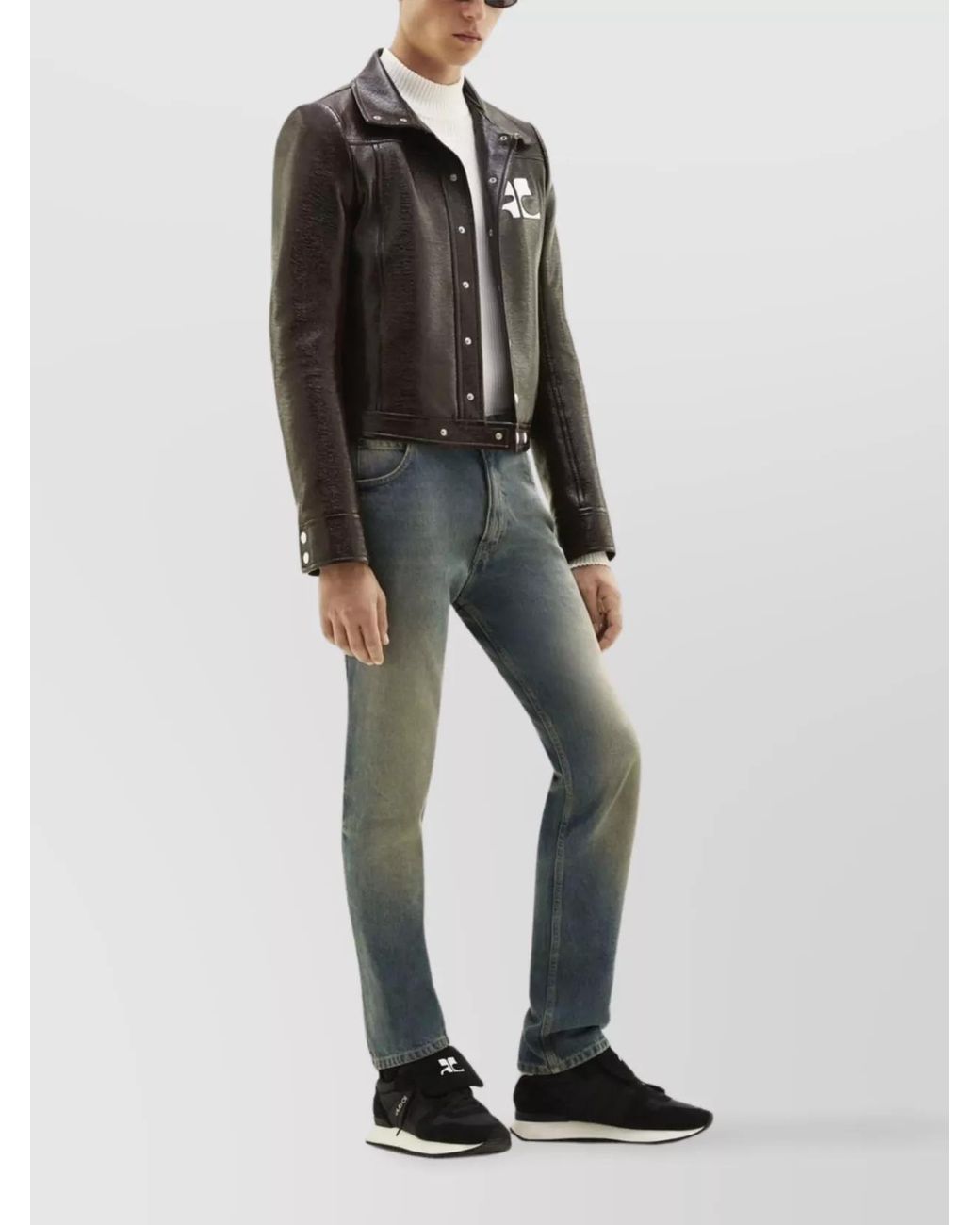 Courreges Black Faux-Leather Jacket for men