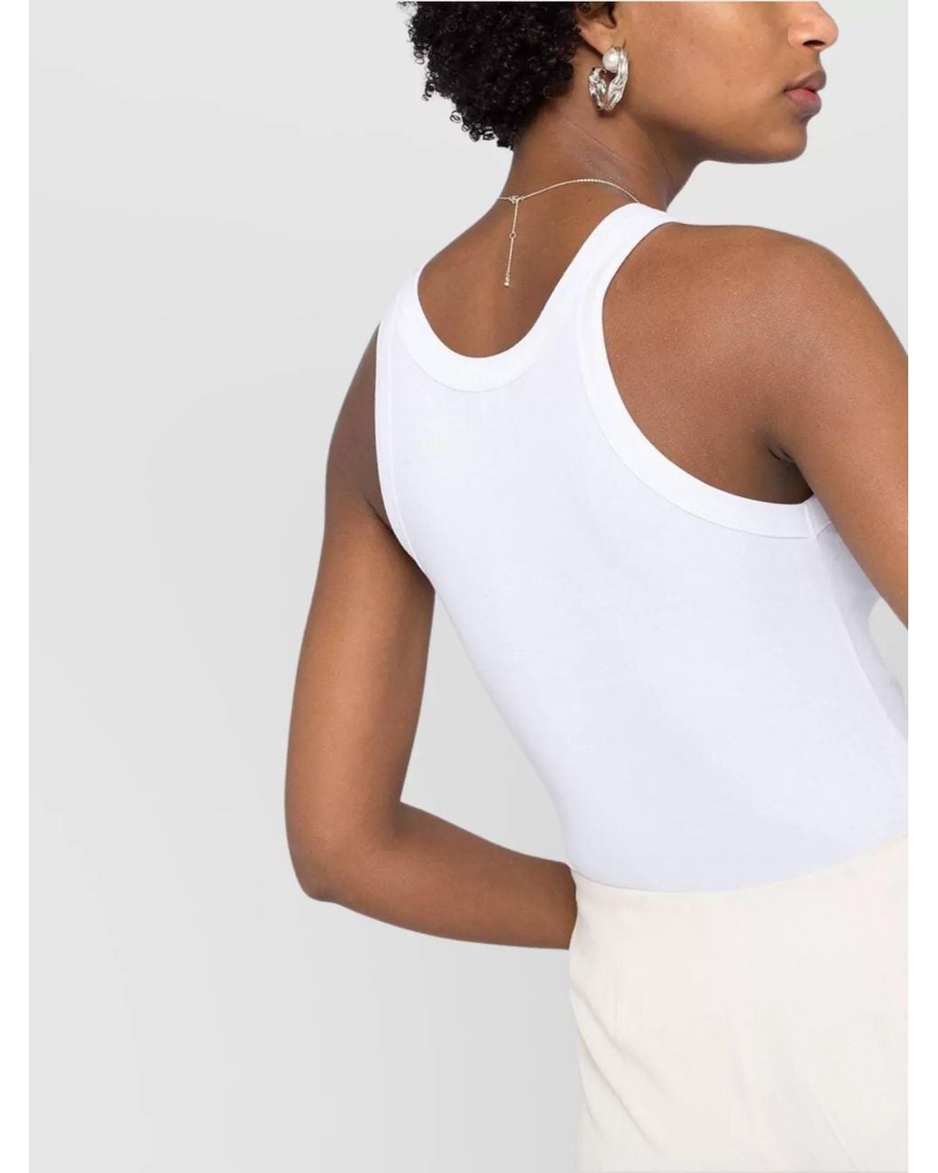 Totême White Ribbed Organic Cotton Tank Top