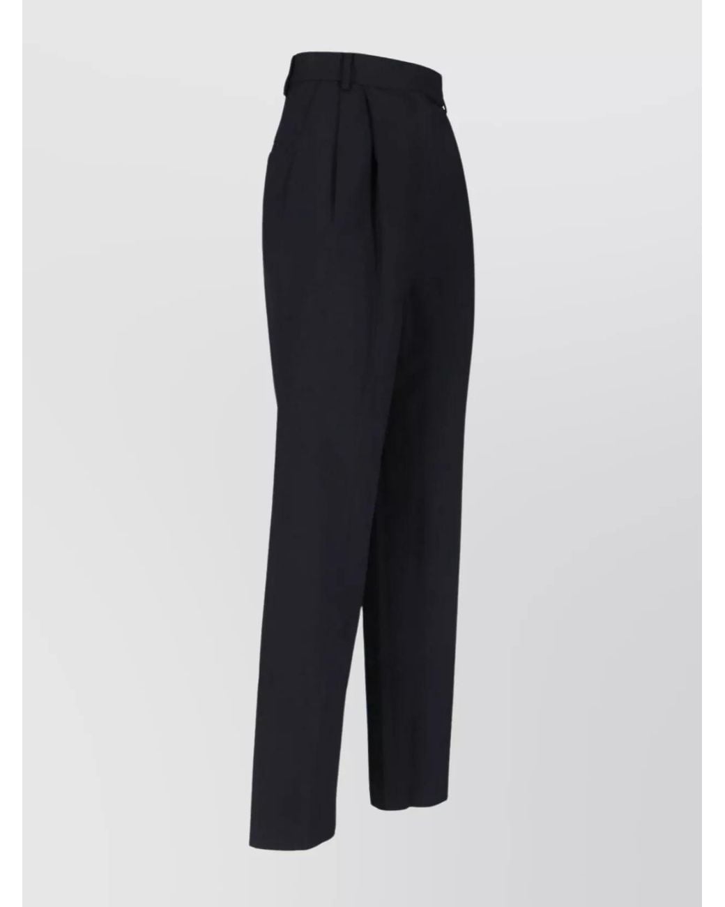Frankie Shop Blue Straight Trousers Pleated Belt Loops Pockets
