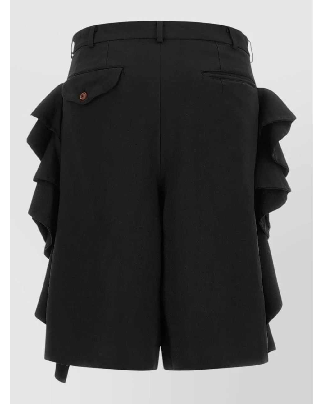 Comme des Garçons Black Wide-Leg Ruffled Cropped Trousers for men