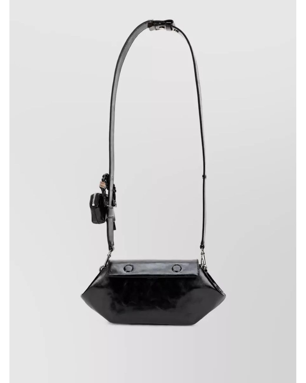 Ganni Black Bou East West Box Recycled Leather Crossbody Bag