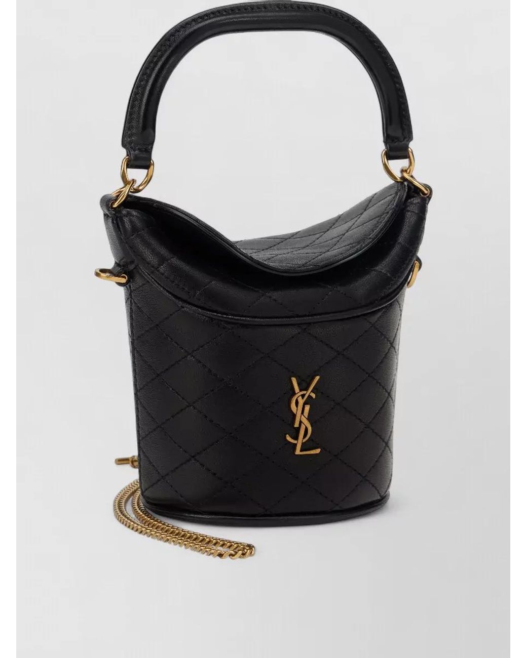 Saint Laurent Black Gaby Lambskin Mini Bucket Bag