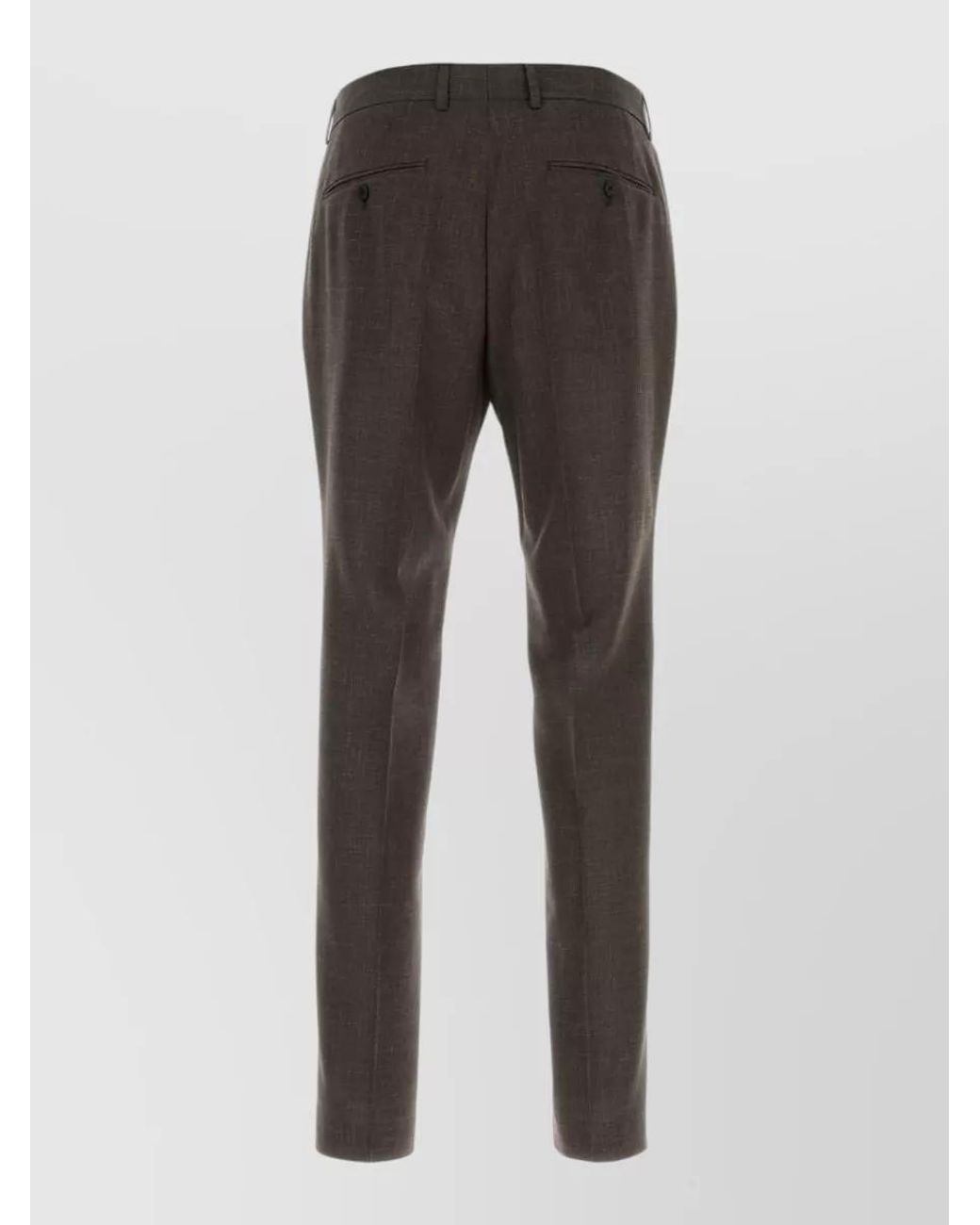 Boss Gray Wool Silk Linen Straight-Leg Trousers for men