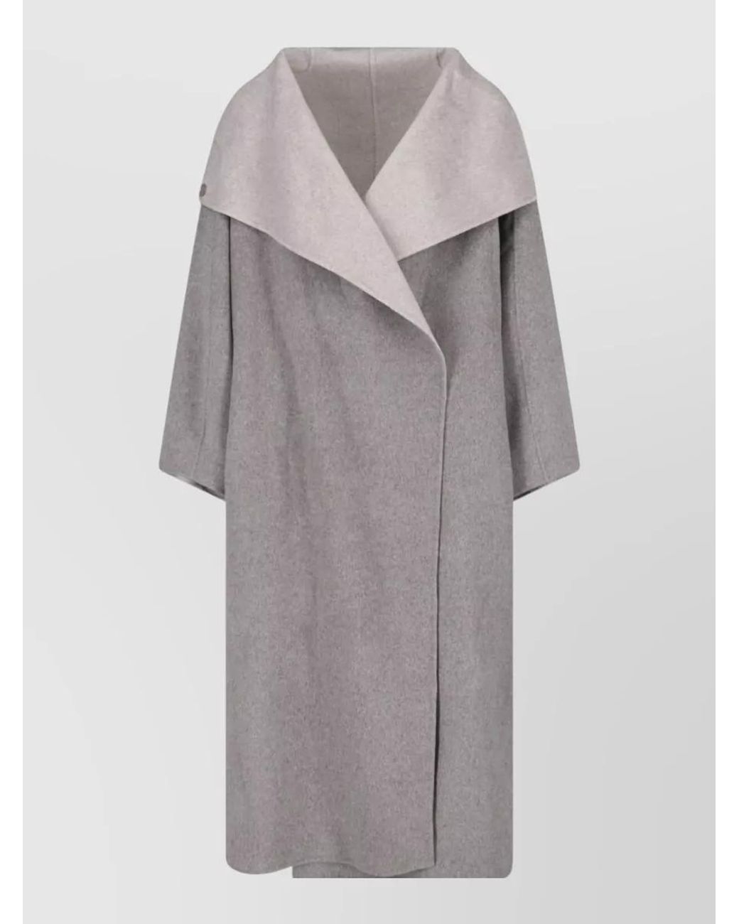 Frankie Shop Gray Wool Funnel Neck Single Breasted Coat