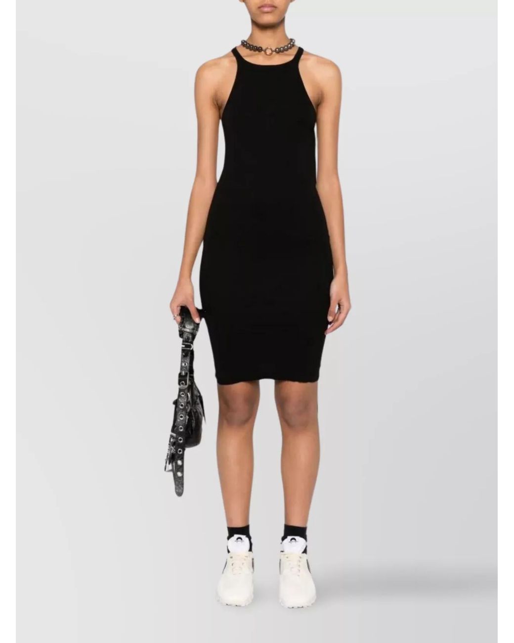 Rick Owens Black Tank Dress With Racer Back And Round Neckline