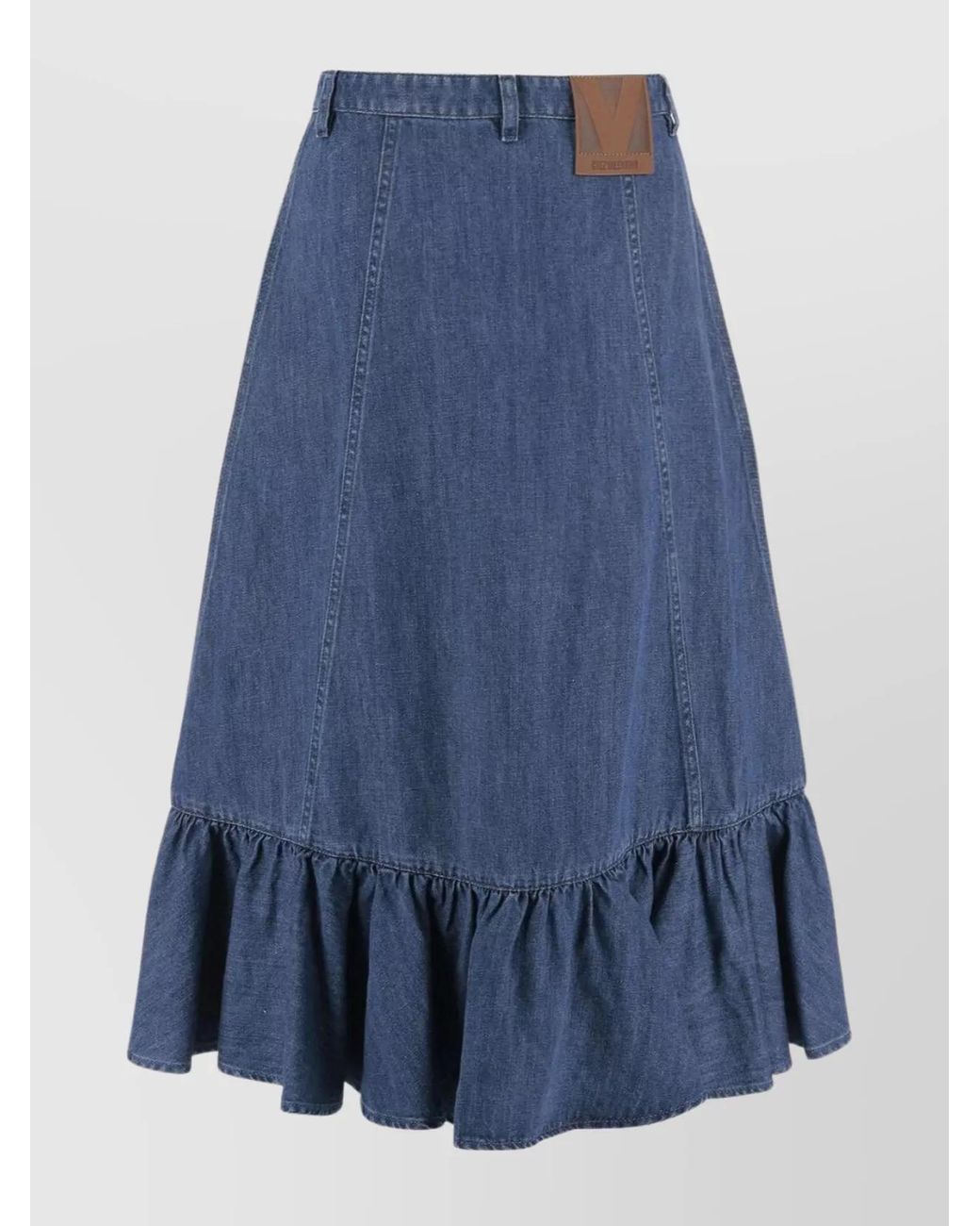 Valentino Garavani Blue Denim A-Line Skirt