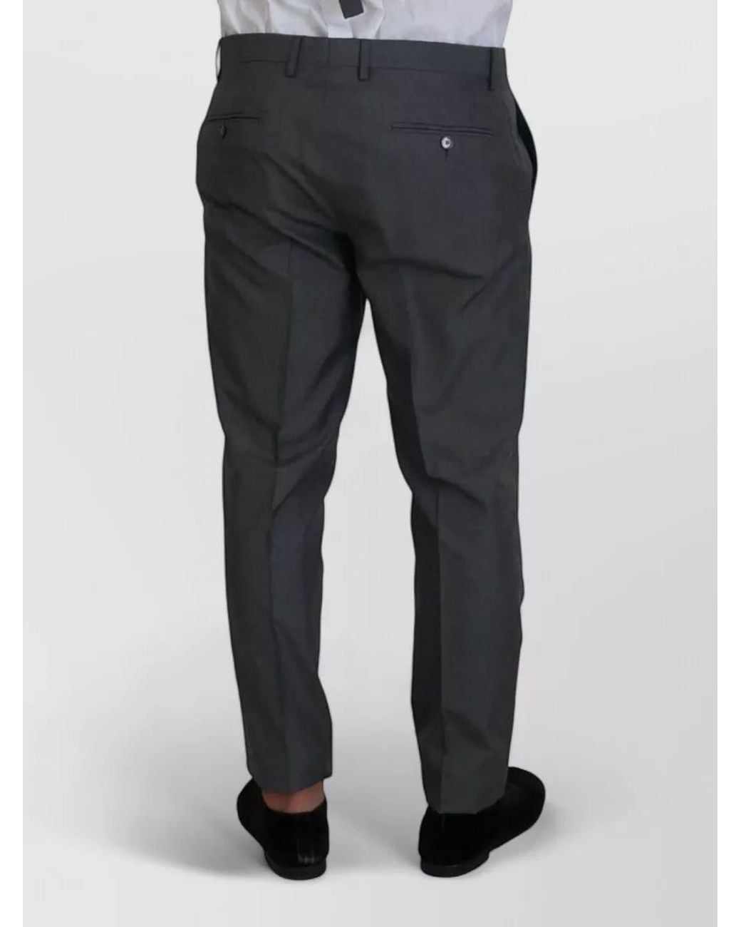 Dolce & Gabbana Black Silk Slim-Fit Tailored Trousers for men