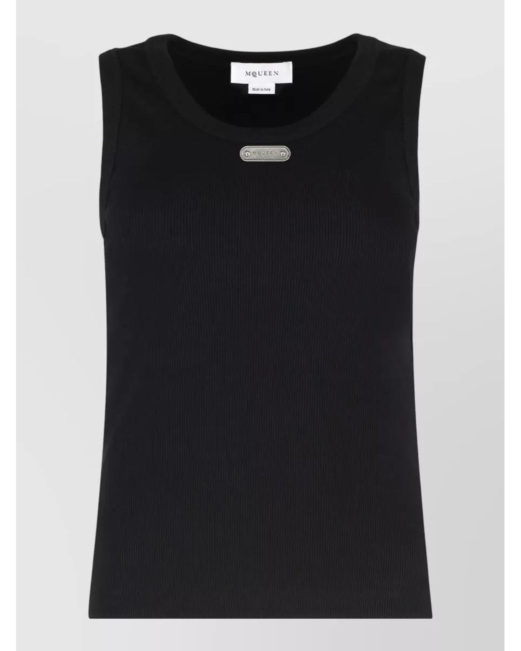 McQueen Black Ribbed Tank Top