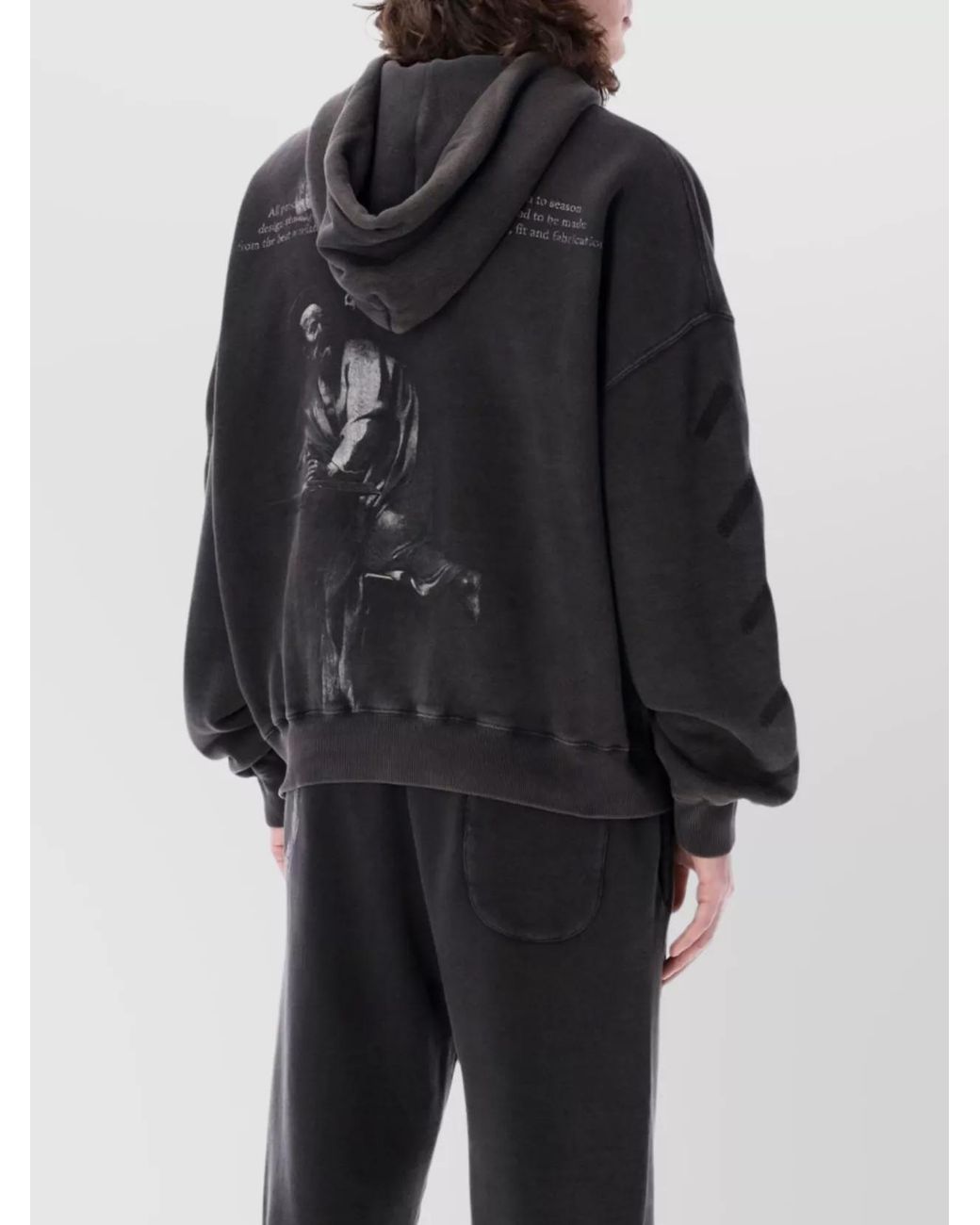Off-White c/o Virgil Abloh Gray Cotton Oversized Logo-Print Hoodie for men