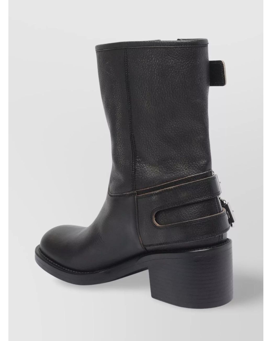 Chloé Black Leather Buckled Ankle Boots