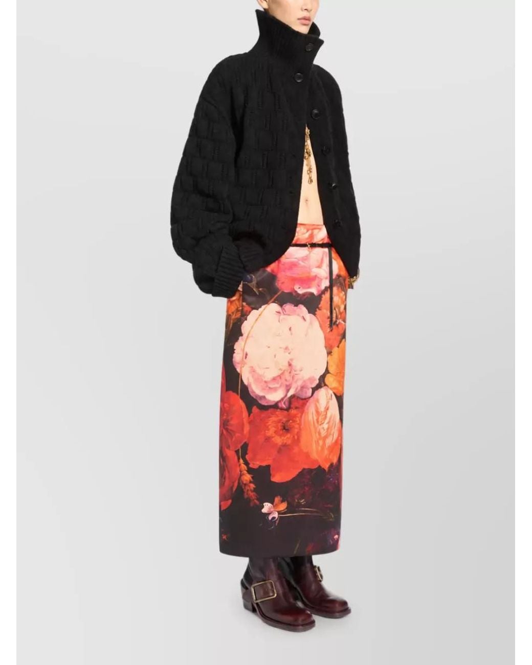 Dries Van Noten Black Cashmere Wool High-Neck Cardigan