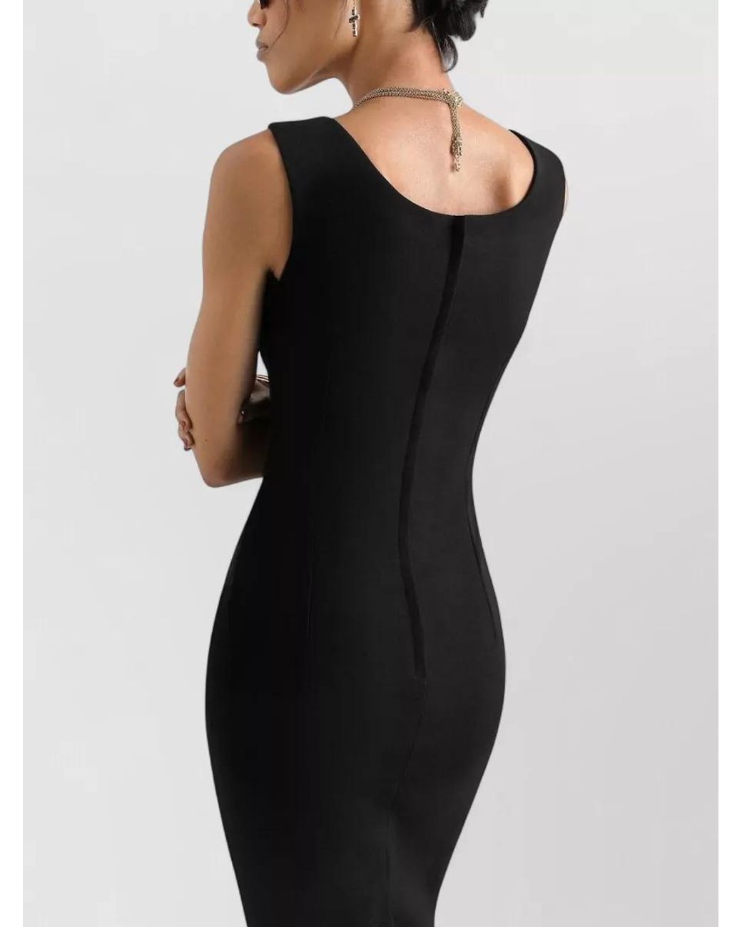 Dolce & Gabbana Black Virgin Wool Midi Dress